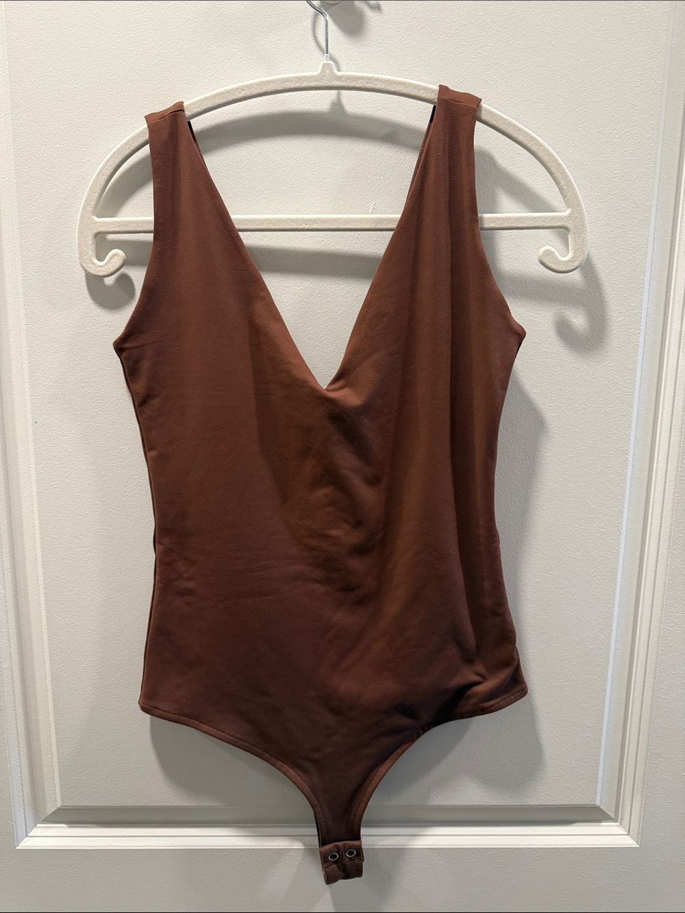 Amazon Brown Deep V One-Piece Bodysuit